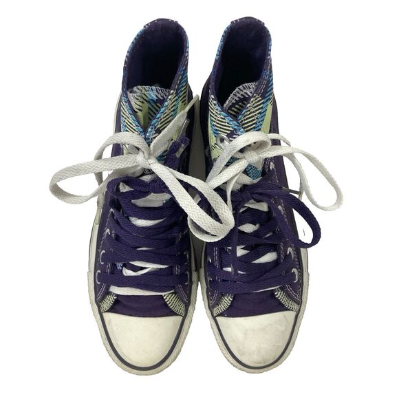 Converse CTAS Double Tongue High Tops Women's Sz 7 Plaid Purple Green 517444F - Picture 4 of 10